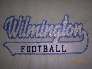 large football embroidery logo