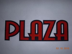 large embroidered logo